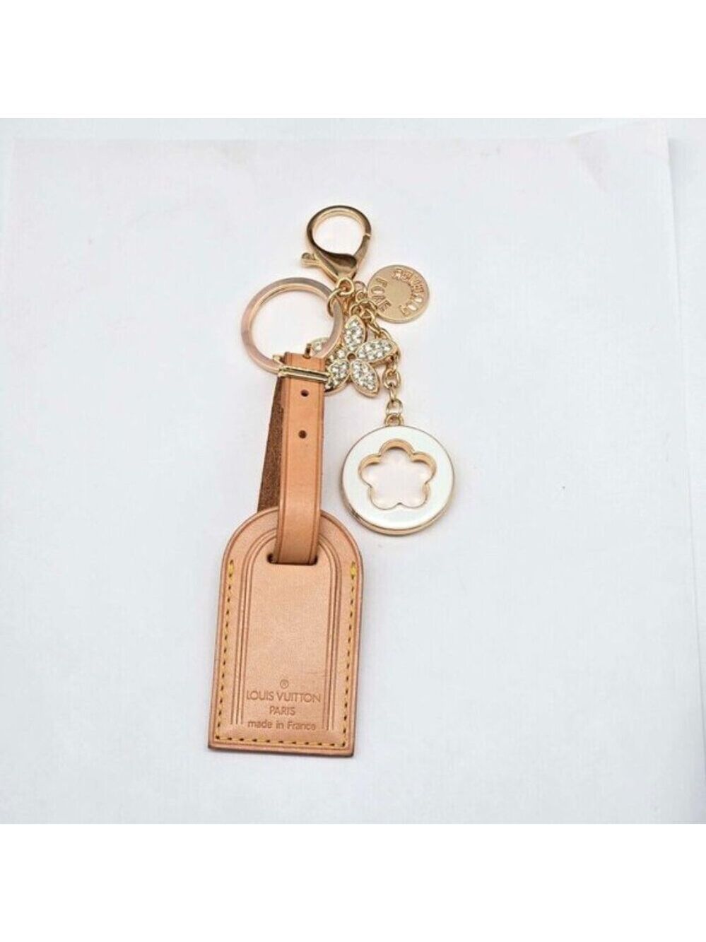 Authentic Louis Vuitton Name Tag / Luggage Tag with Unbranded Keychain